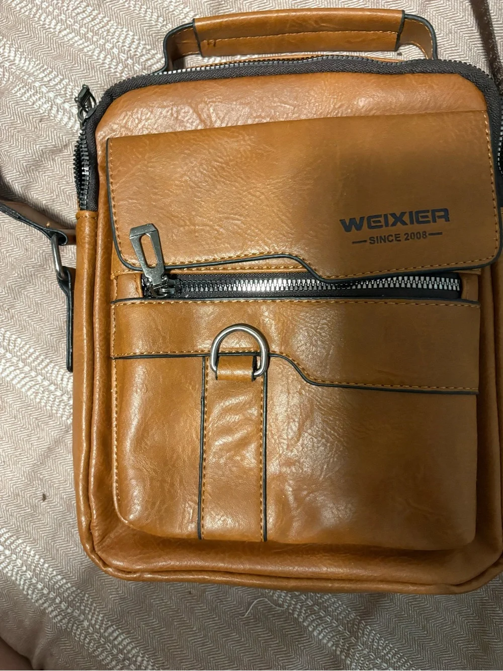 Wexner Tan Leather Crossbody Men’s Bag